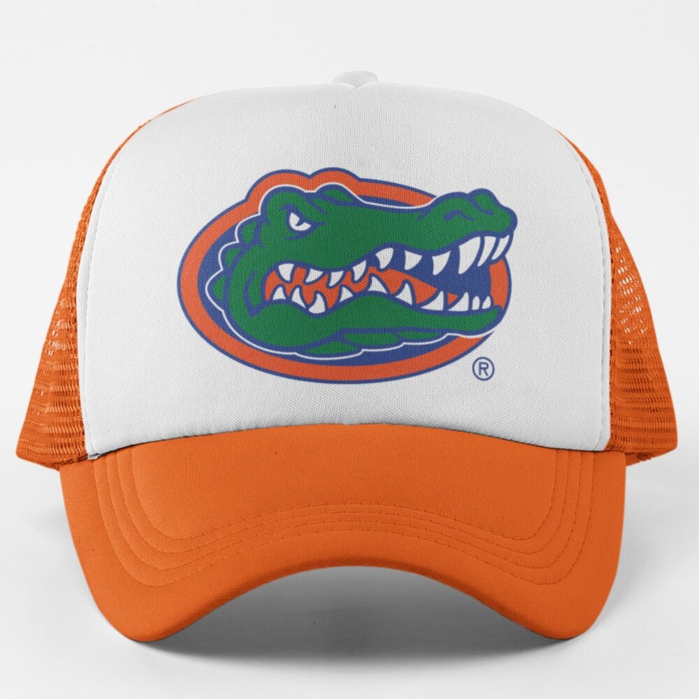 NEW Florida Gators Foam Trucker Mesh Snapback Hat 2TONE ORANGE WHITE